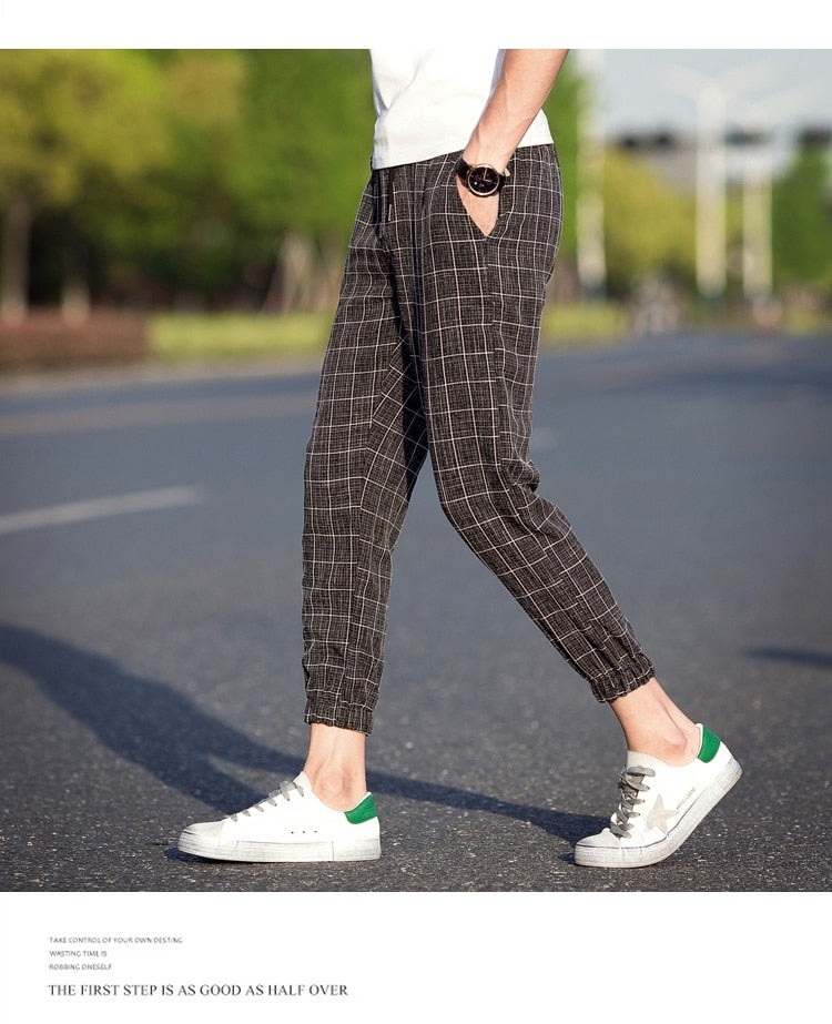 Casual Plaid Ankle-Length Pants