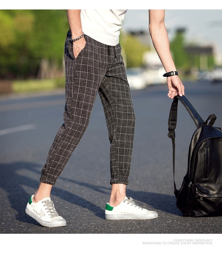 Casual Plaid Ankle-Length Pants