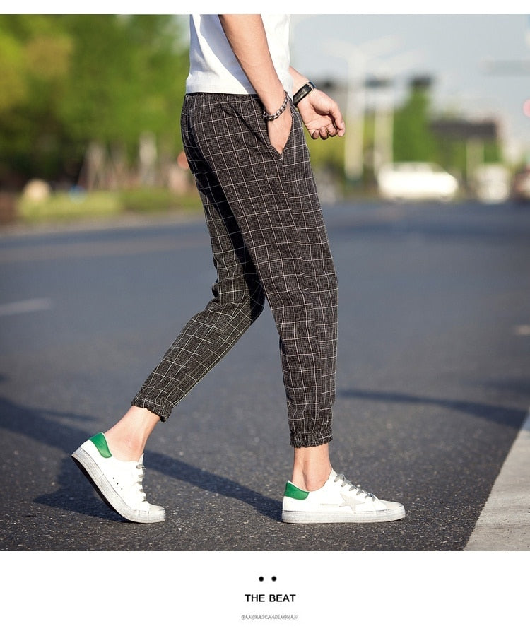 Casual Plaid Ankle-Length Pants