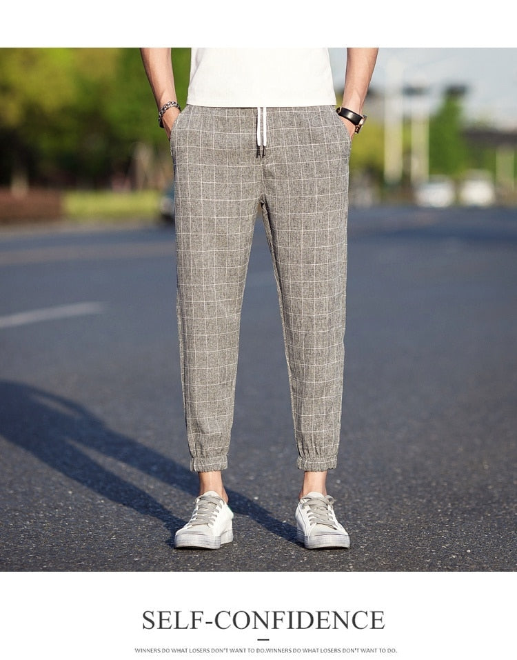 Casual Plaid Ankle-Length Pants