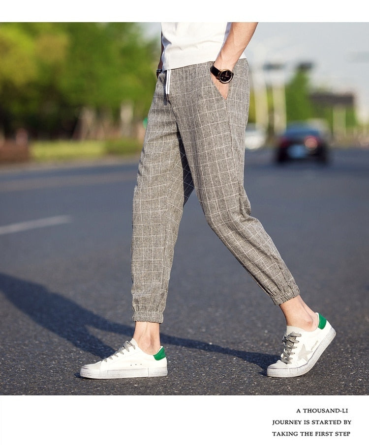 Casual Plaid Ankle-Length Pants