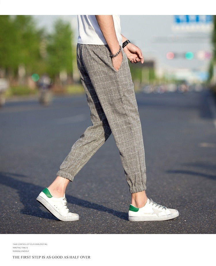 Casual Plaid Ankle-Length Pants