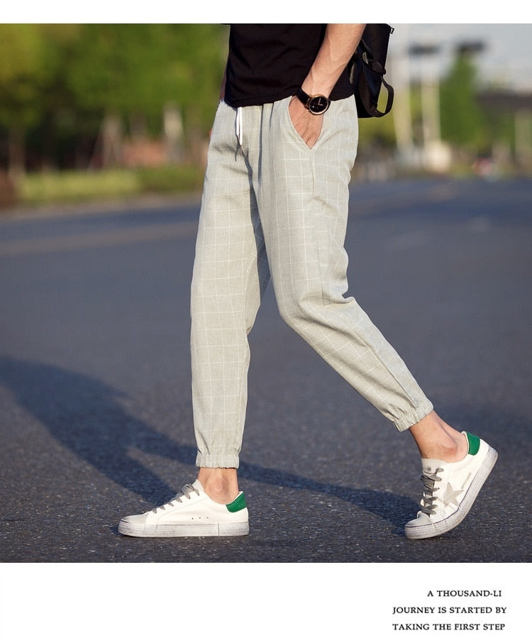 Casual Plaid Ankle-Length Pants