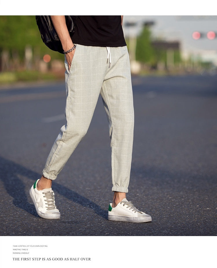 Casual Plaid Ankle-Length Pants
