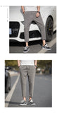 Ankle-Length Linen Plaid Pants